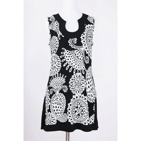 White House Black Market Tops - WHITE HOUSE BLACK MARKET Women's Sz S Black/White Tunic Top Blouse Mini Dress